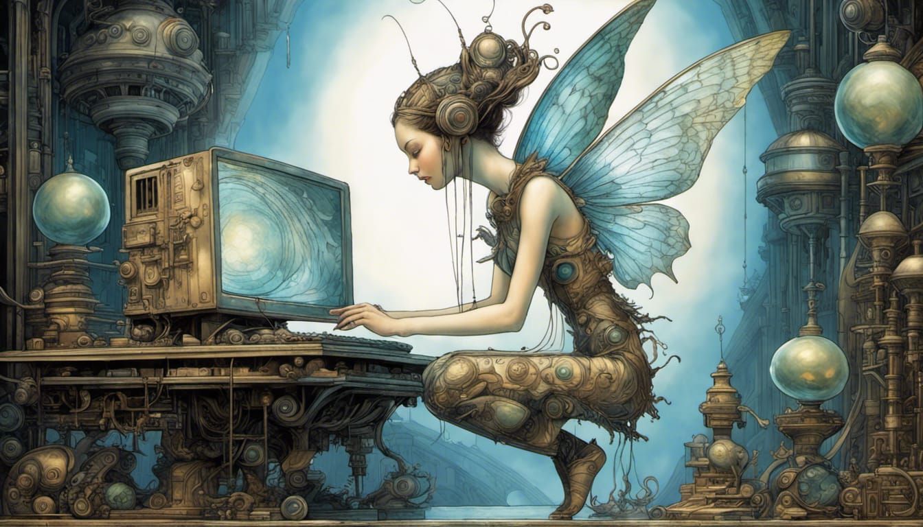 Cyberpunk Fairy Horror in 3D Digital Art