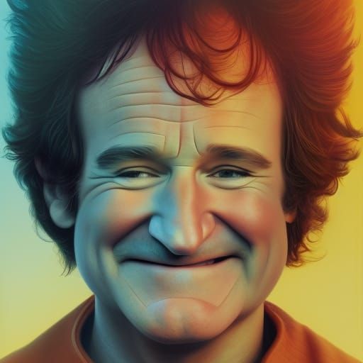 Robin Williams as Mork in Modern Digital Art