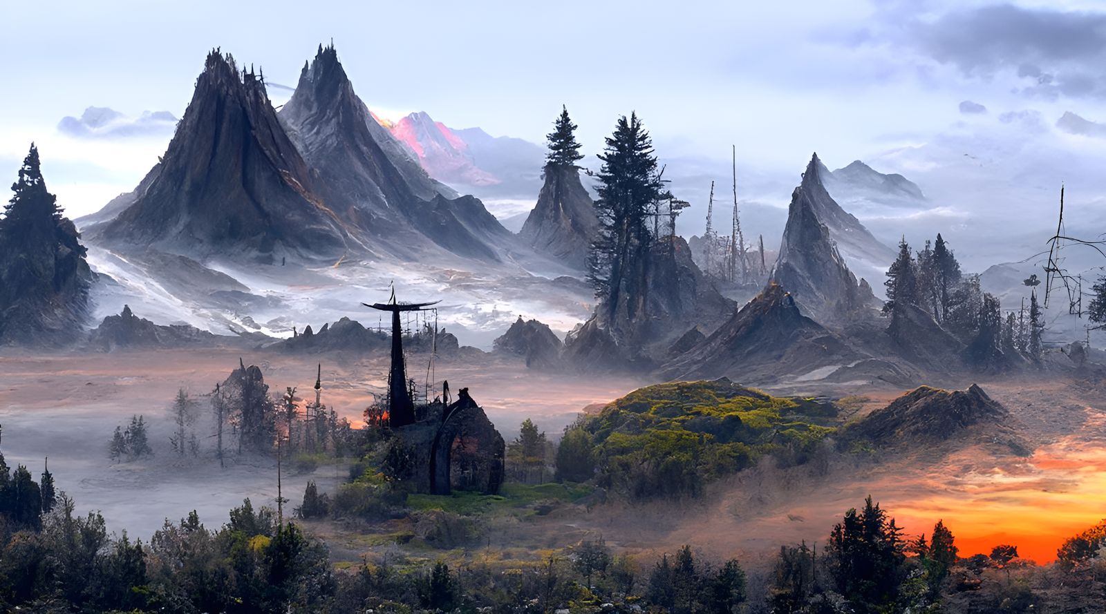 Post-Apocalyptic Fairy Town Sunrise Landscape Photography