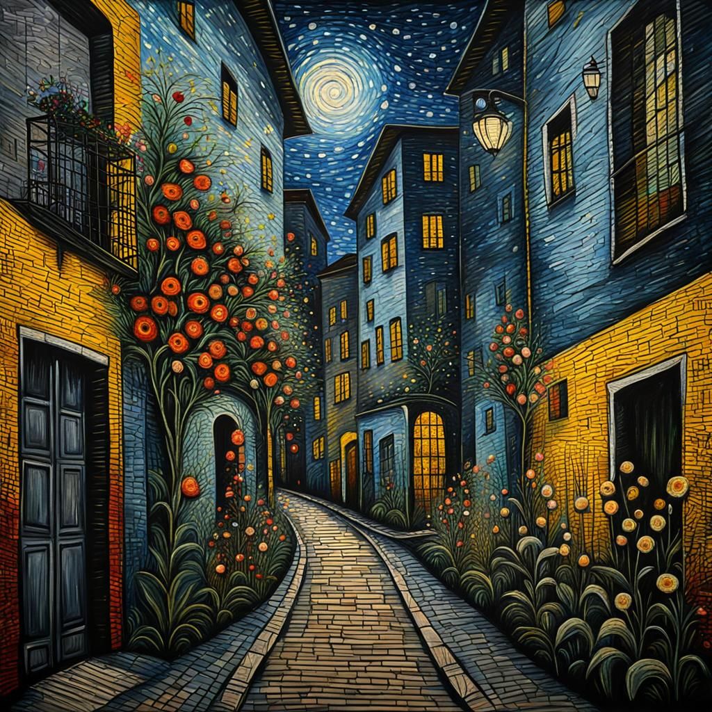 Nightflowers on Alley Wall: Romantic Abstraction