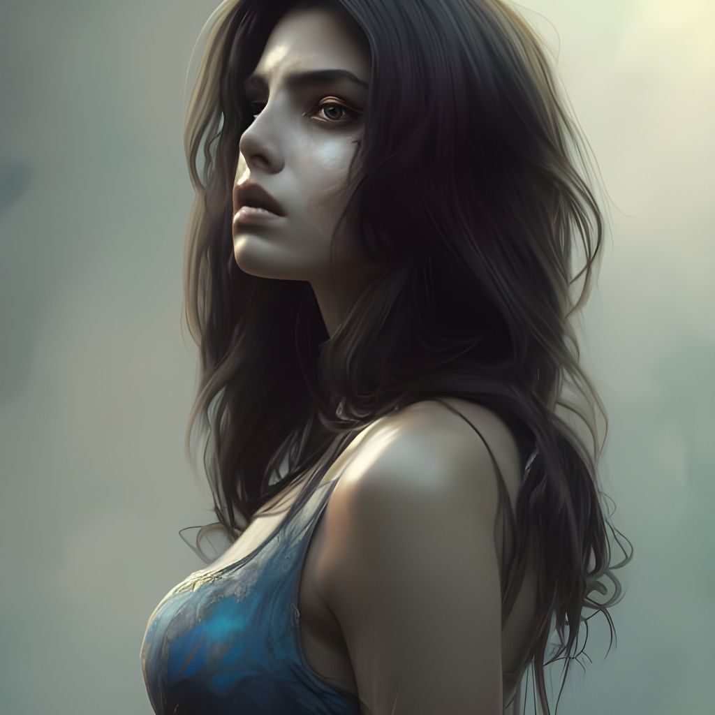 Detailed Portrait of Woman in Post-Apocalyptic Psychedelic S...