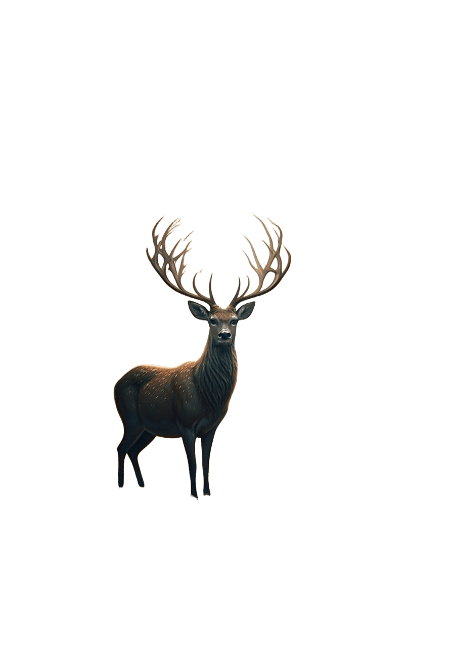 Enchanted Autumn Forest Landscape with Graceful Deer