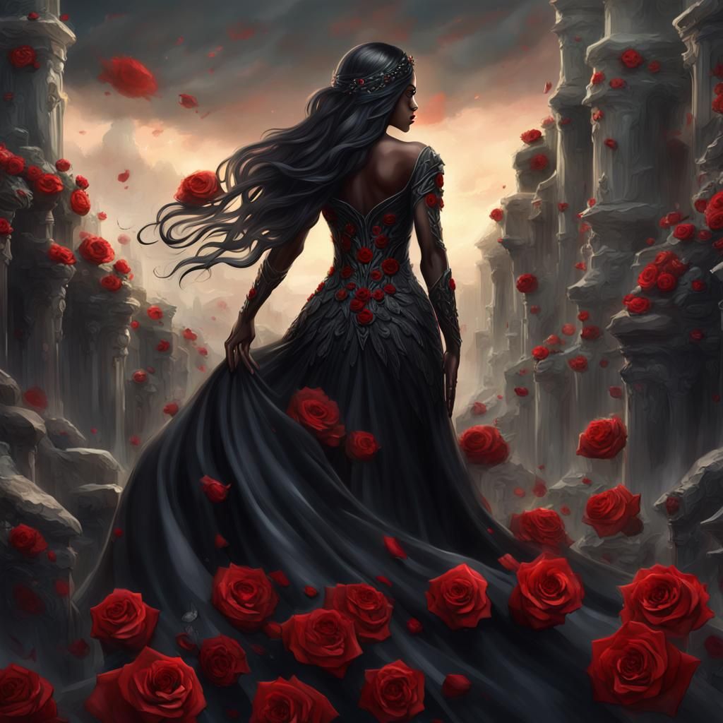 Goddess with Roses: Fantasy Concept Art