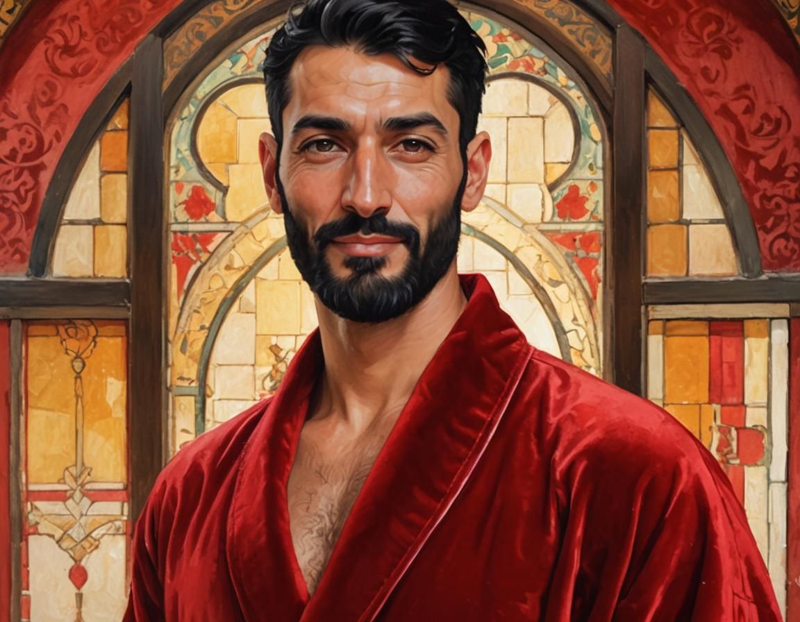 Elegant Man with Velvet Robe in Impressionist Style