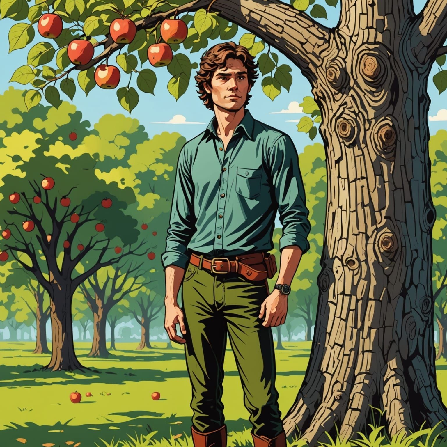 Young Man with Apple on Head