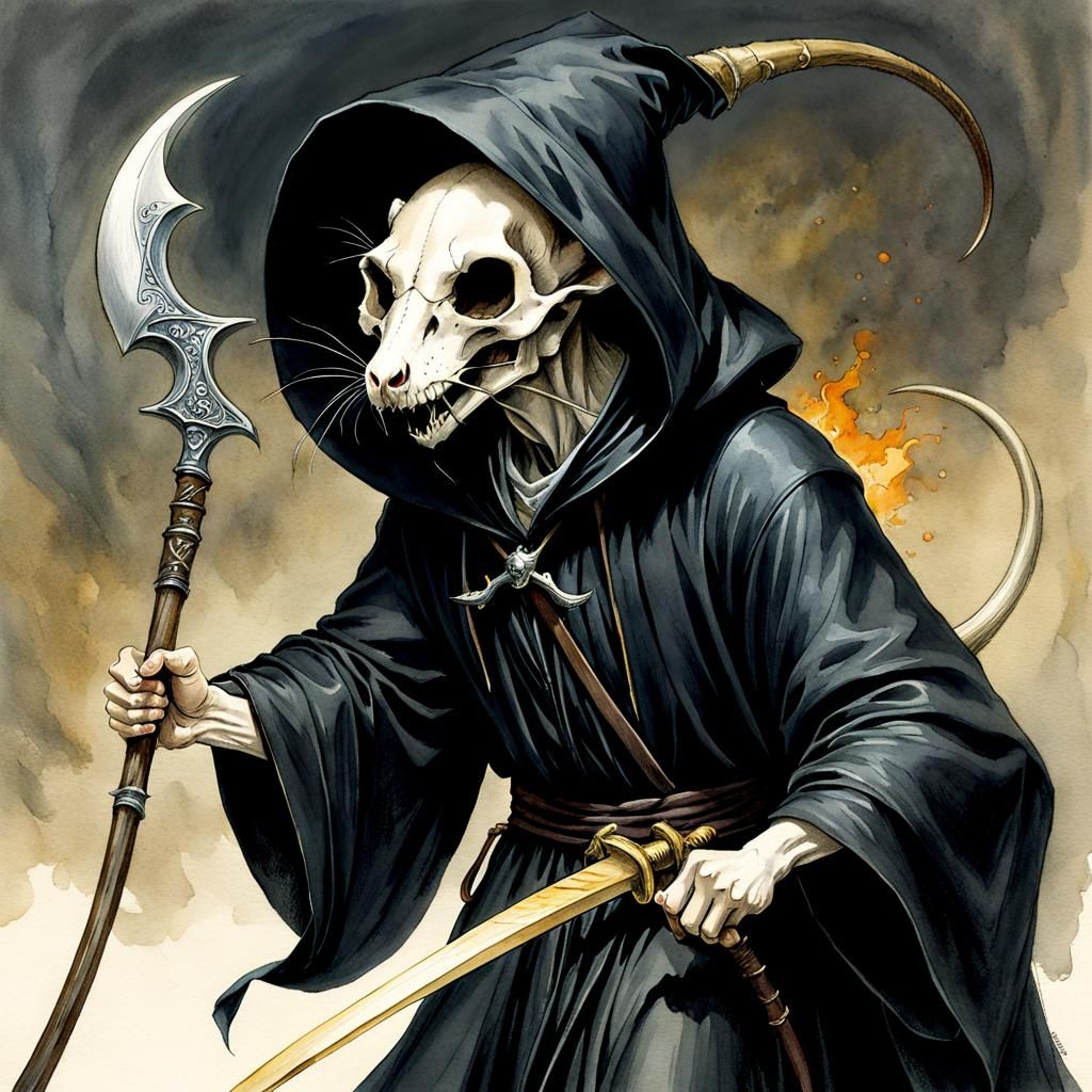 Death of Rats in Storybook Illustration Style