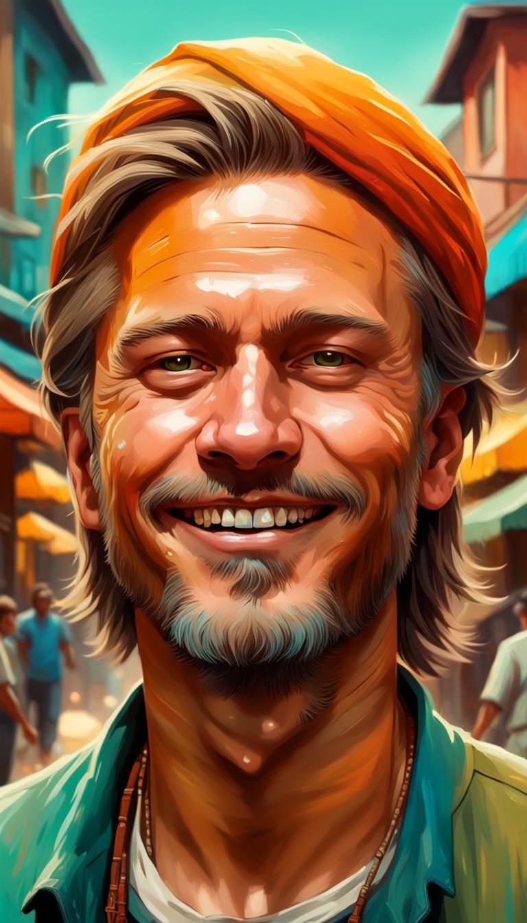 Realistic Anime Man Steps Forward, Smiling