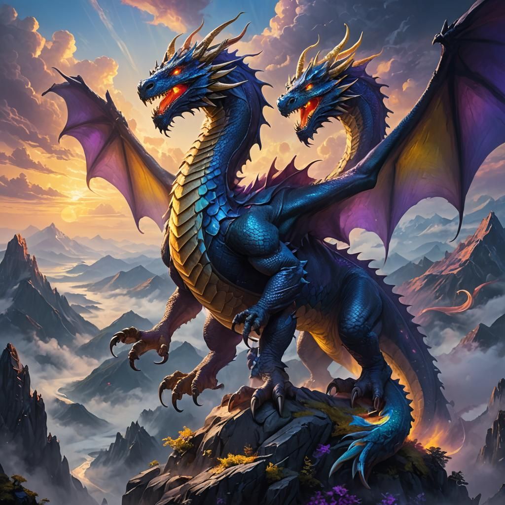 Epic Dragon on Misty Peak in Fantasy Realism