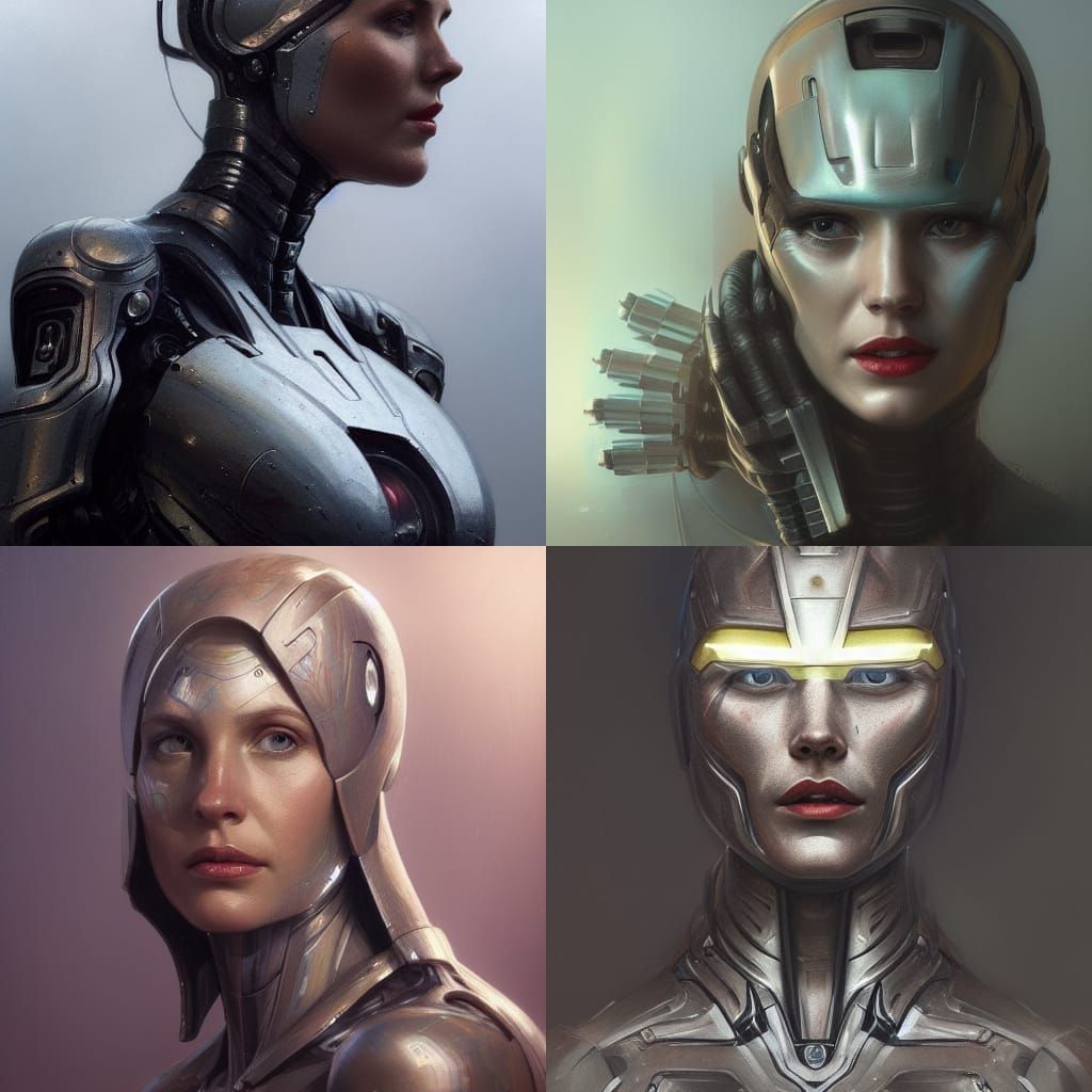 Female Ironman Portrait in Giger Biomechanical Style