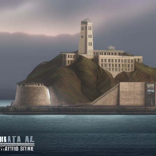 Detailed Matte Painting of Alcatraz Prison