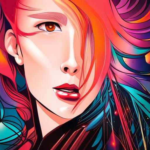 October Woman in Disco Pop Manga Style