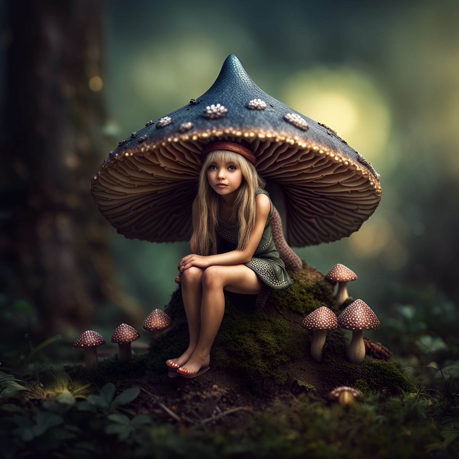 Cute Fairy on Toadstool: Hyperrealistic Image