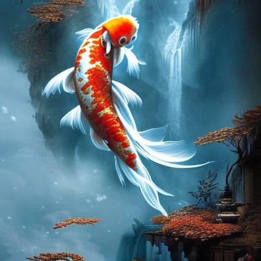 Detailed Koi Fish in Digital Matte Painting