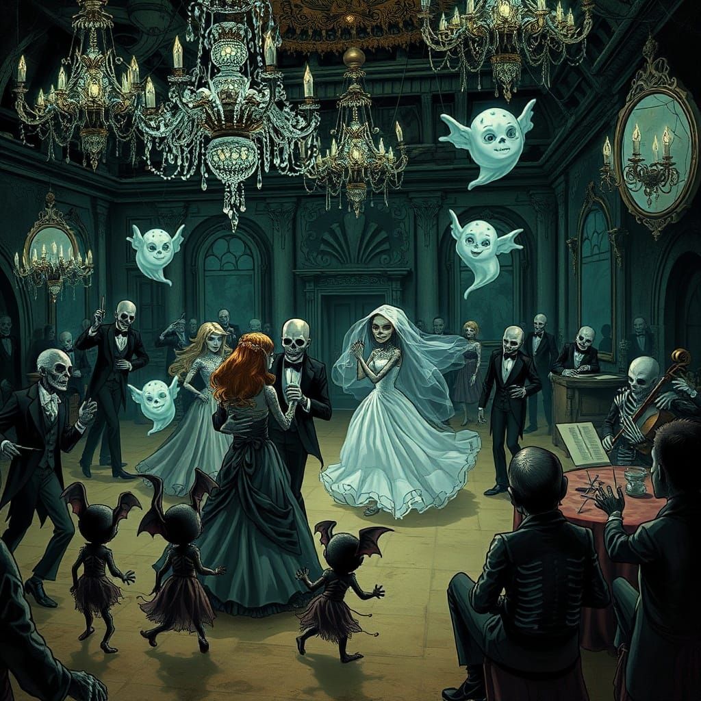 Grand Monster's Ball in Decaying Gothic Ballroom