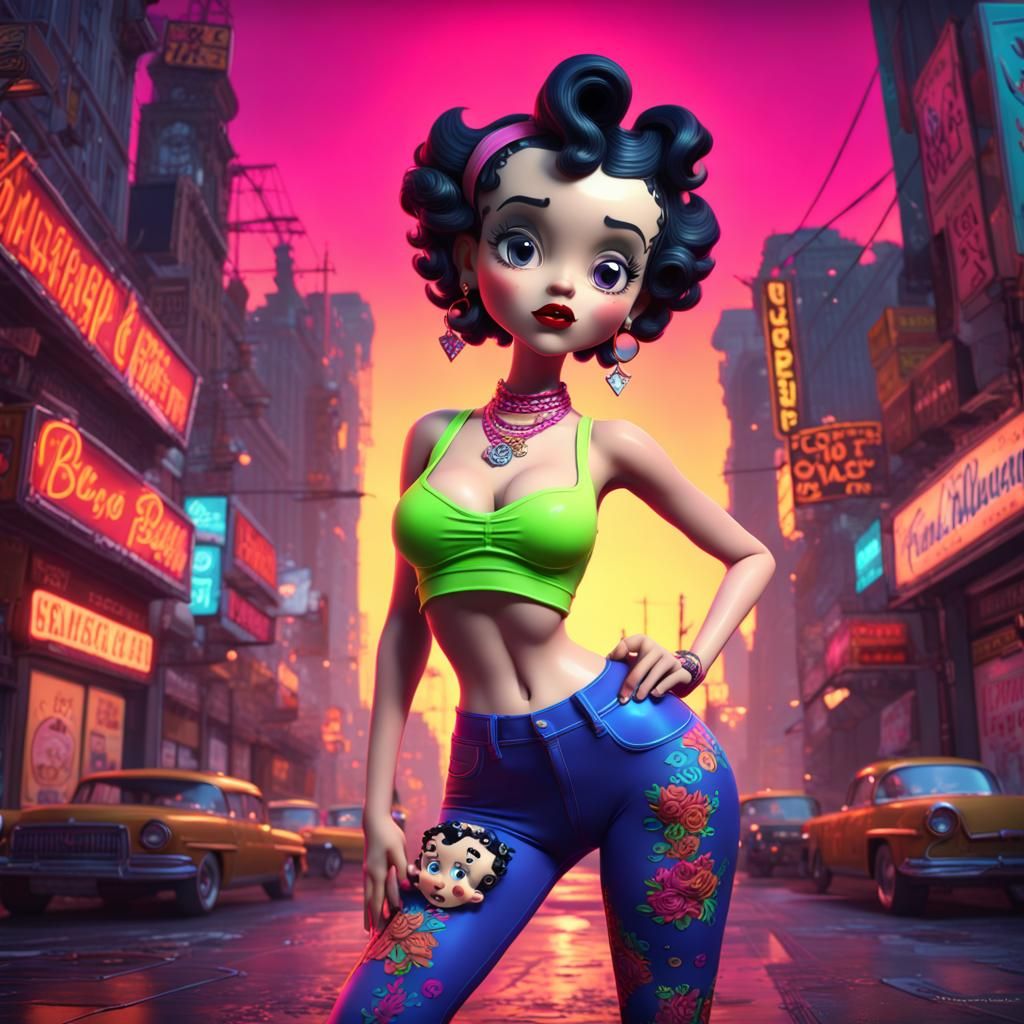 Betty Boop in 90's Neon Fashion