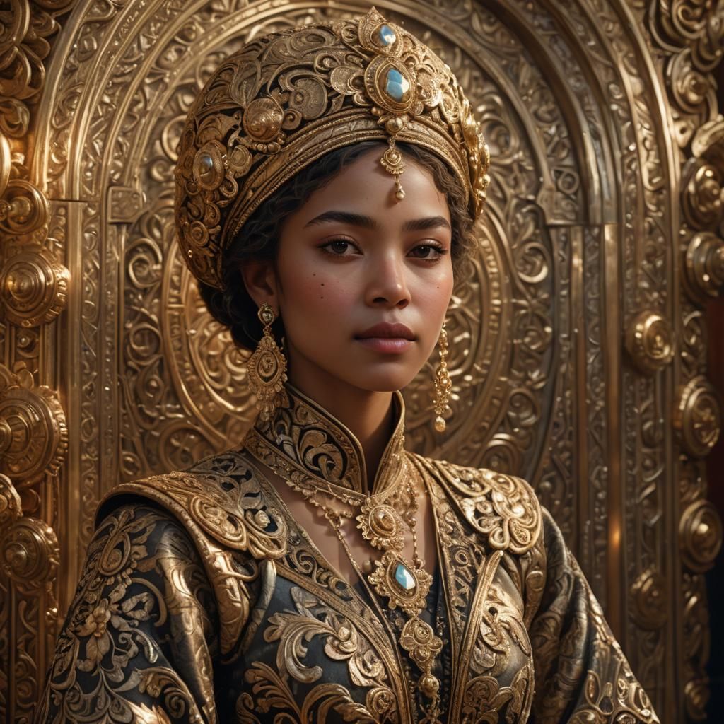 Photorealistic Portrait in Ornate Clothing, Sharp Focus
