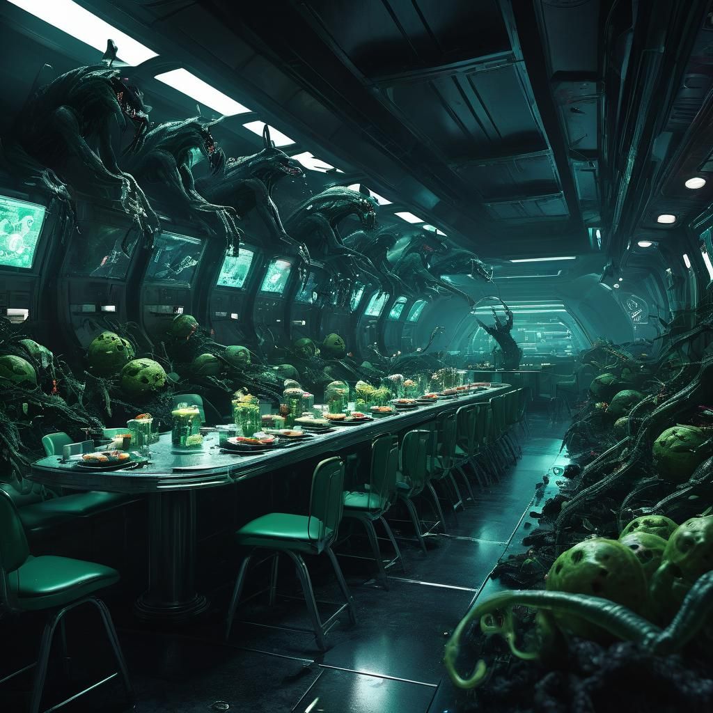 Space Diner Overrun by Shadowy Demon Aliens