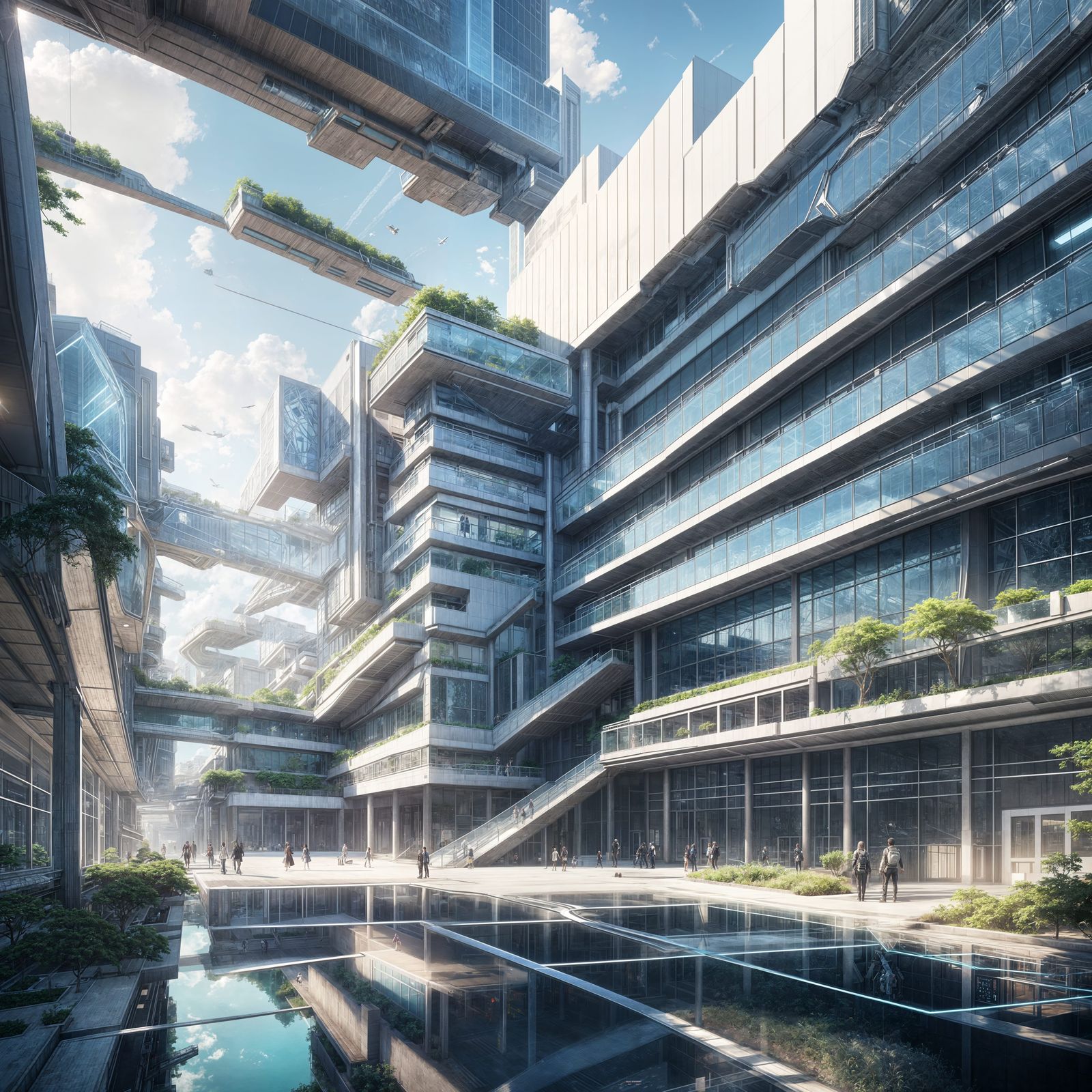 Futuristic School Campus in Cyberpunk Aesthetic