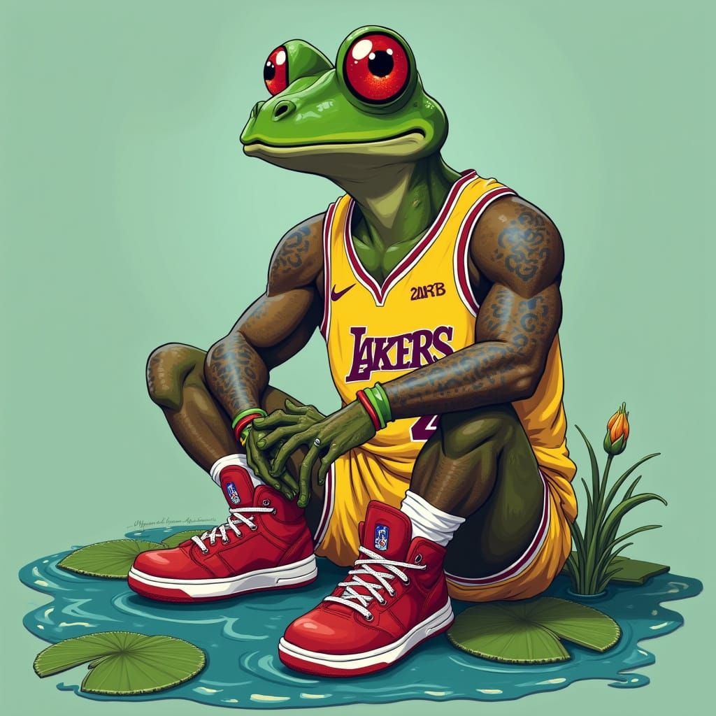 Lebron James as a Frog in Surreal Style