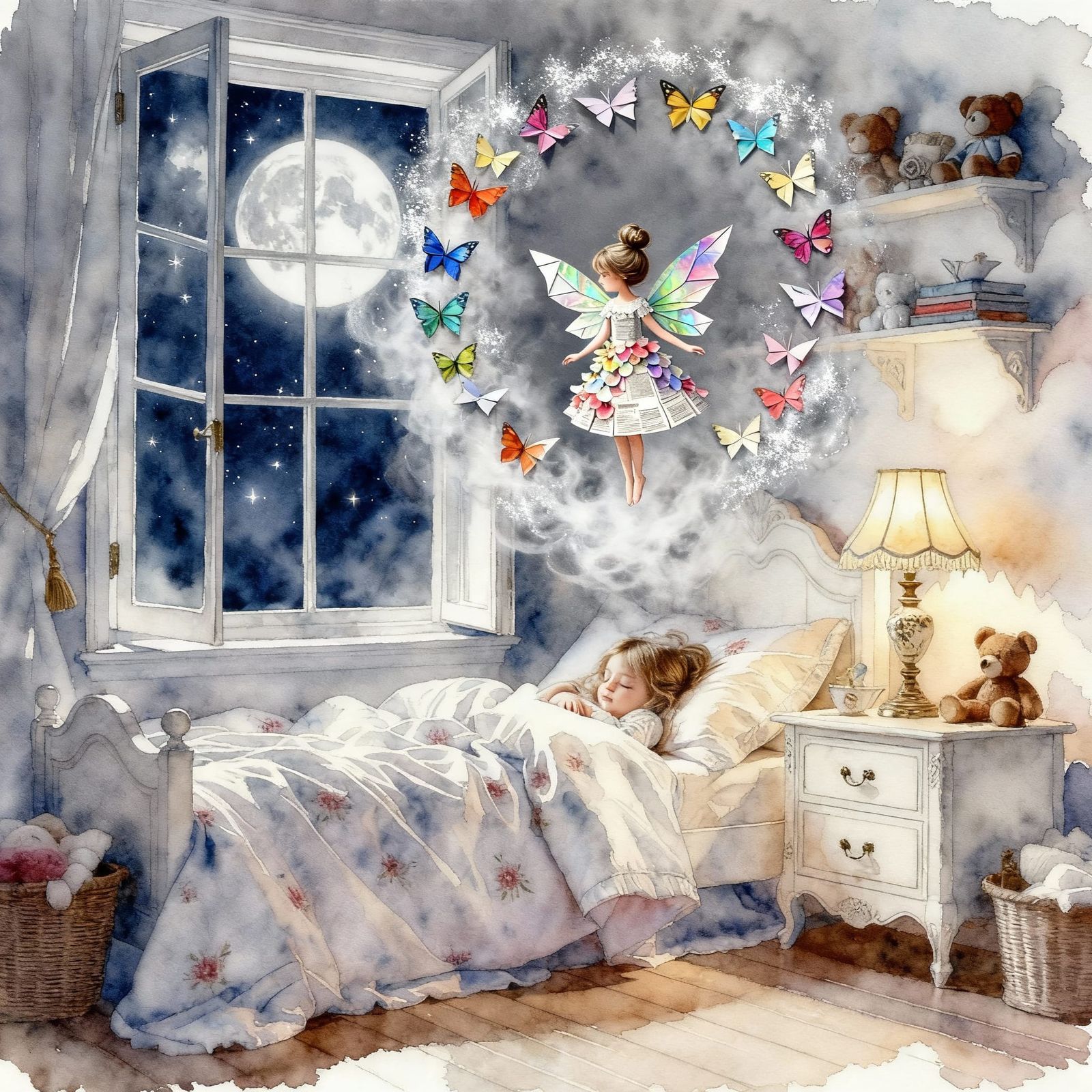Dreamy Child's Room Illuminated by Moonbeams, Fairy Transfor...