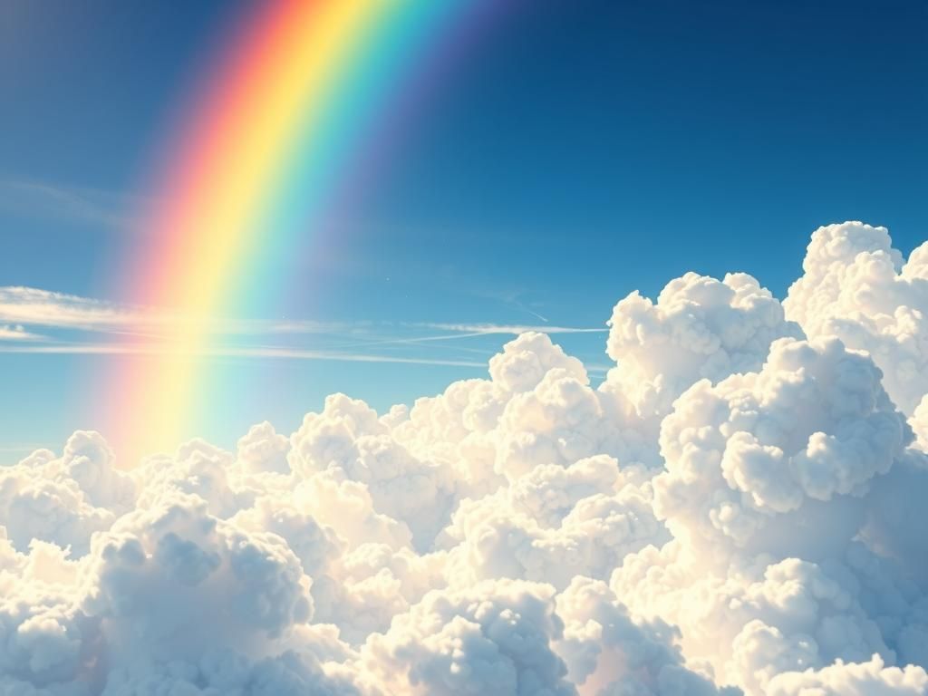 Luminous Rainbow Over Whimsical Cloudscape