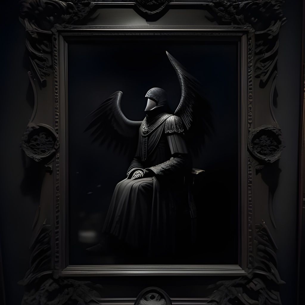 Sinister Black Bird in House, Hyperdetailed Photograph