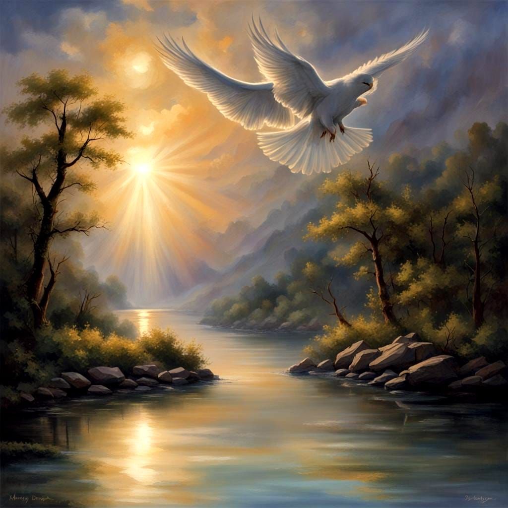 Spirit Hovering Over Waters at Twilight