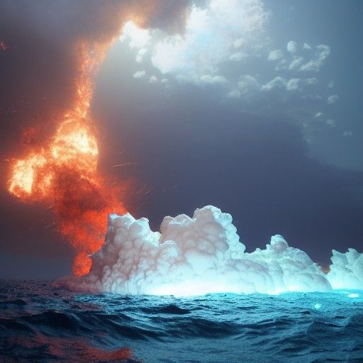 Baltic Sea Gas Pipe Explosion in Ghibli Style