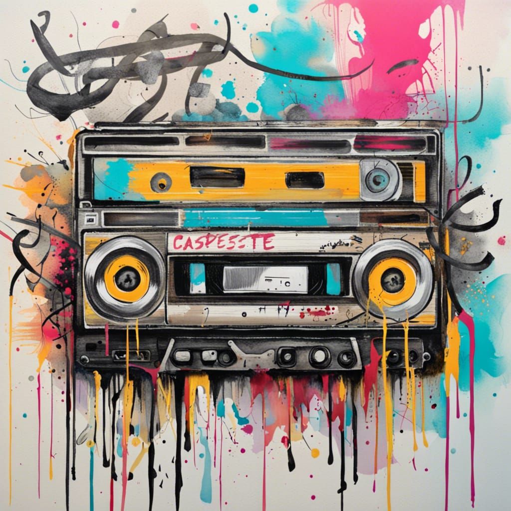 Cassette Tape and Ghetto Blaster Graffiti Art