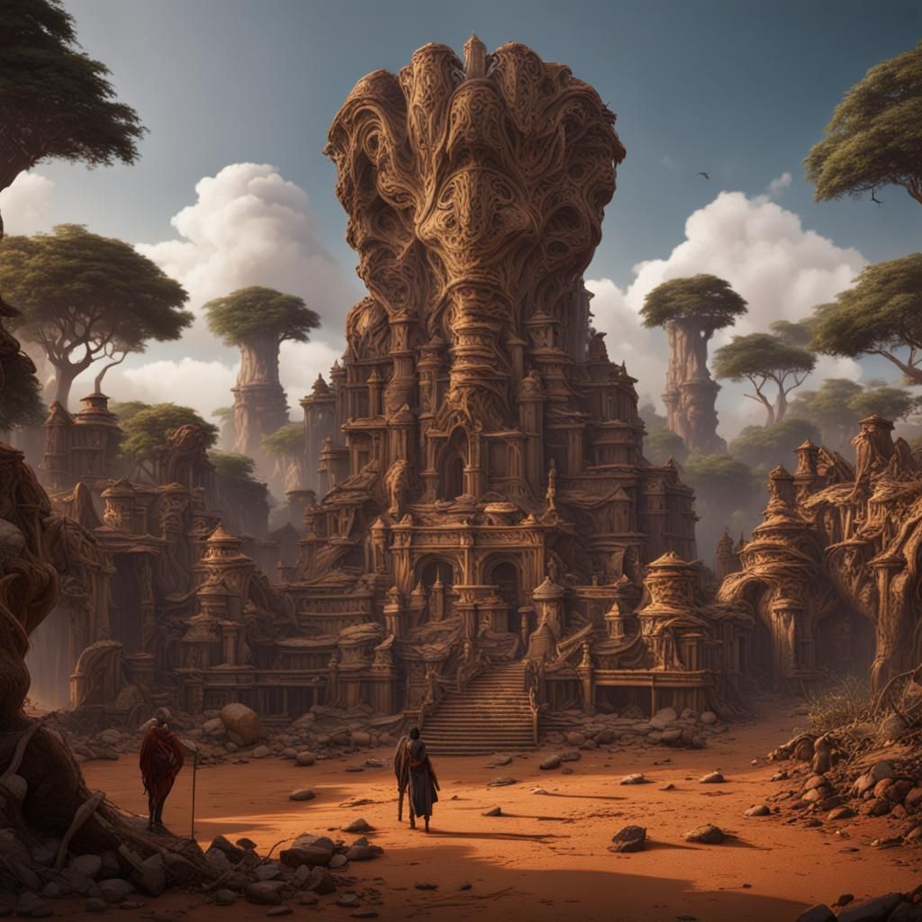 African Teams: Detailed Matte Painting in Deep Color