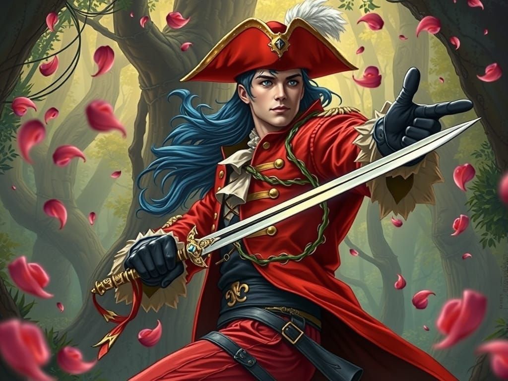 Elegant Warrior in Red Regalia Embarks on a Quest