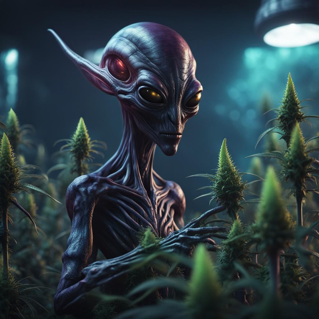 Marijuana Alien: Detailed Fantasy Concept Art