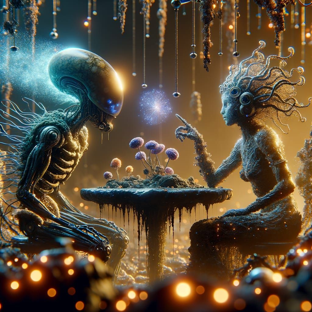 Zany Sculpture Conversation in Post-Apocalyptic Setting