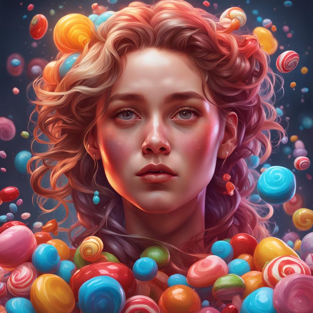 Hyperdetailed Candy Portrait in Art Nouveau Style