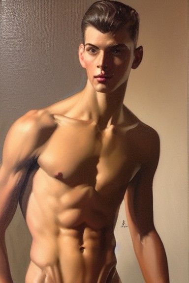 Handsome Young Man Portrait in Academic Style