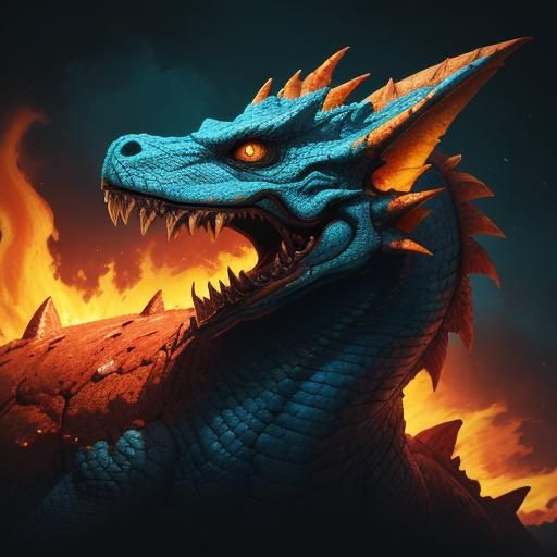 Fiery Dragon Emerges from Pickle, Fantasy Concept Art
