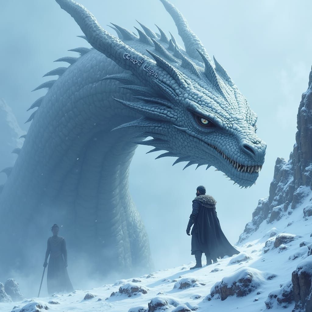 Dragon Touran on Icy Mountain in Digital Painting