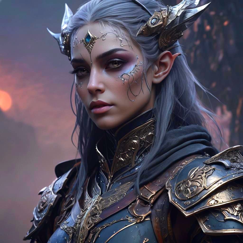 Mystic Dark Elf Sorceress in Ethereal Moonlight