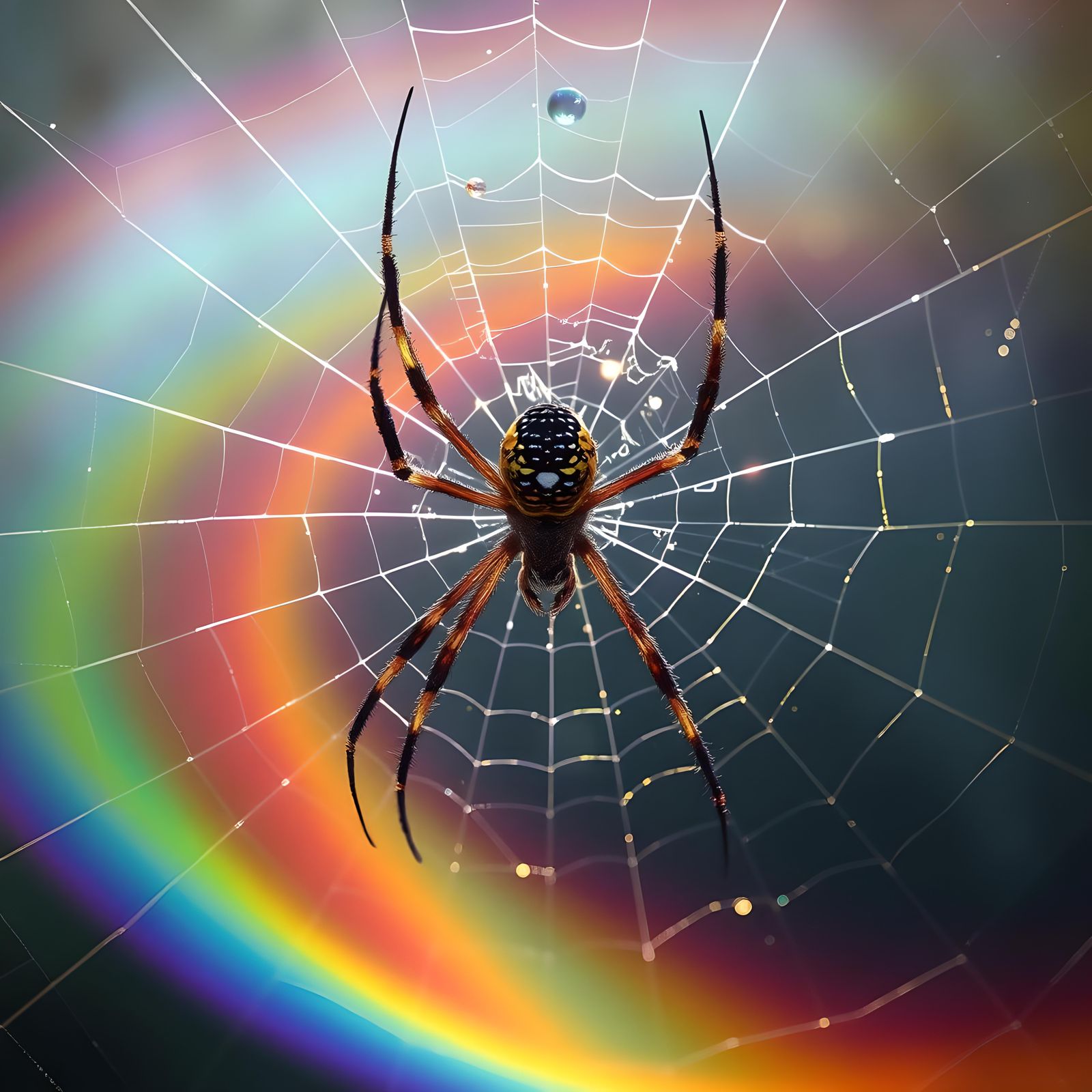 Rainbow Spiderweb in Hyperreal Fantasy Style