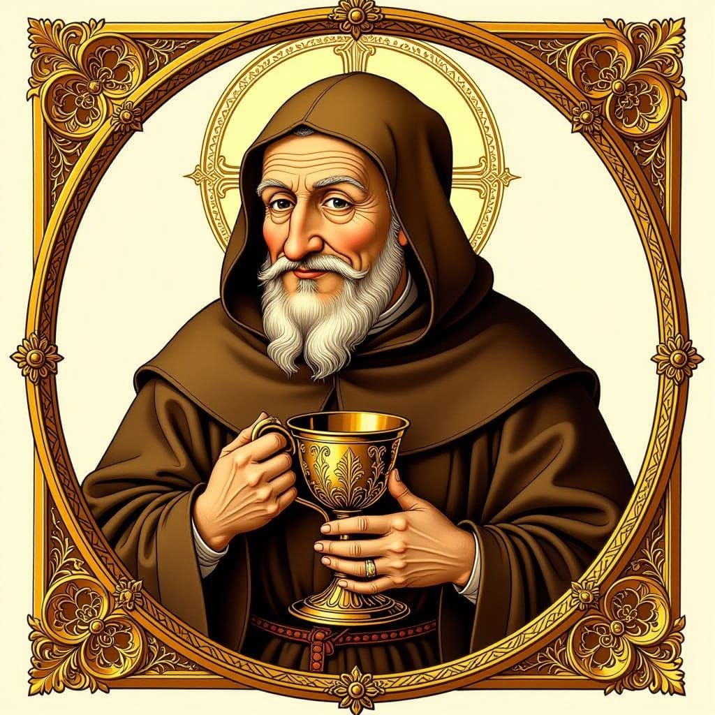 Medieval Monk Coat of Arms in Gothic Style