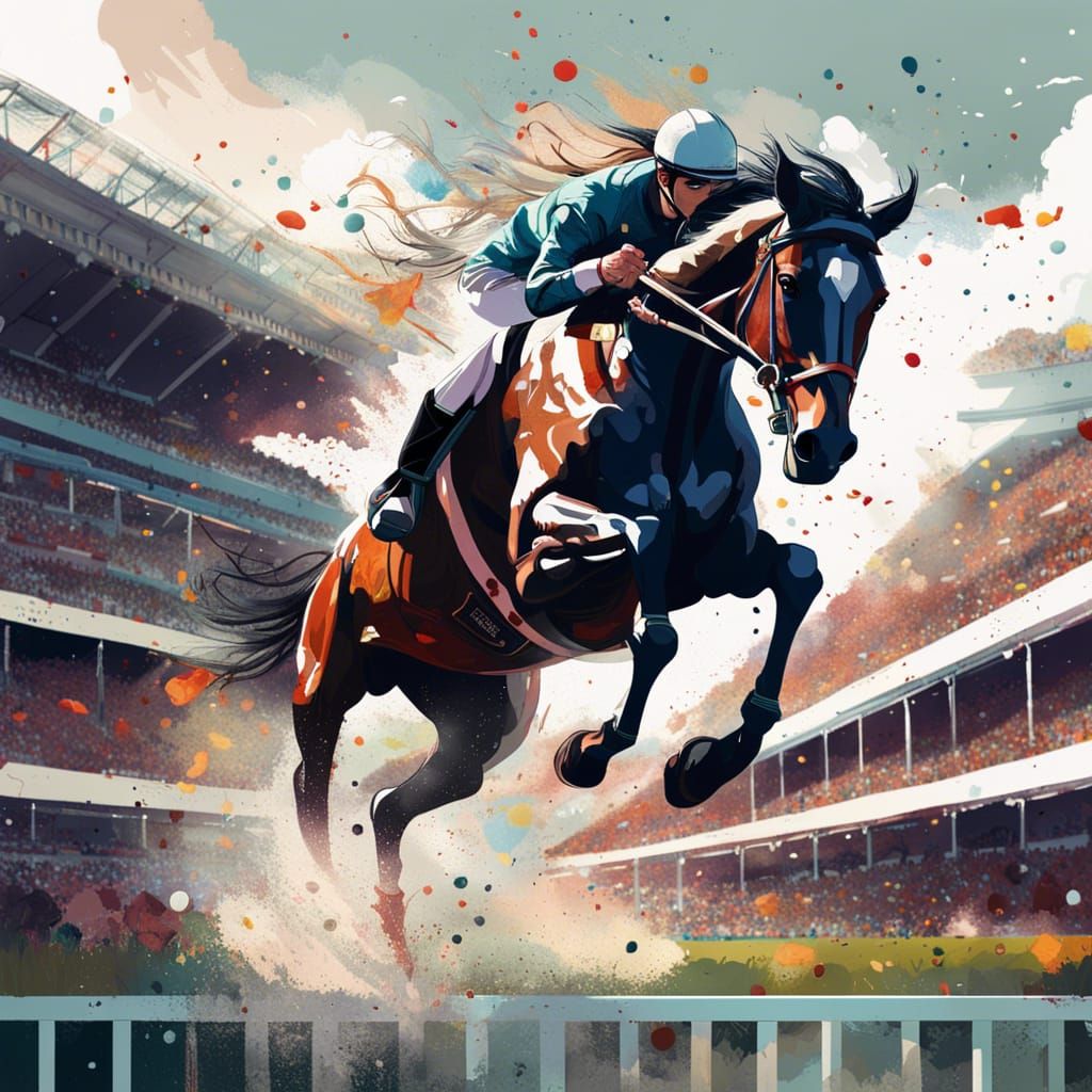 Majestic Horse Steeplechase in Dark Academia Style