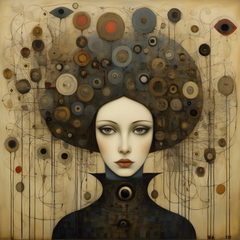 Girl in Art Brut Style Pyrography