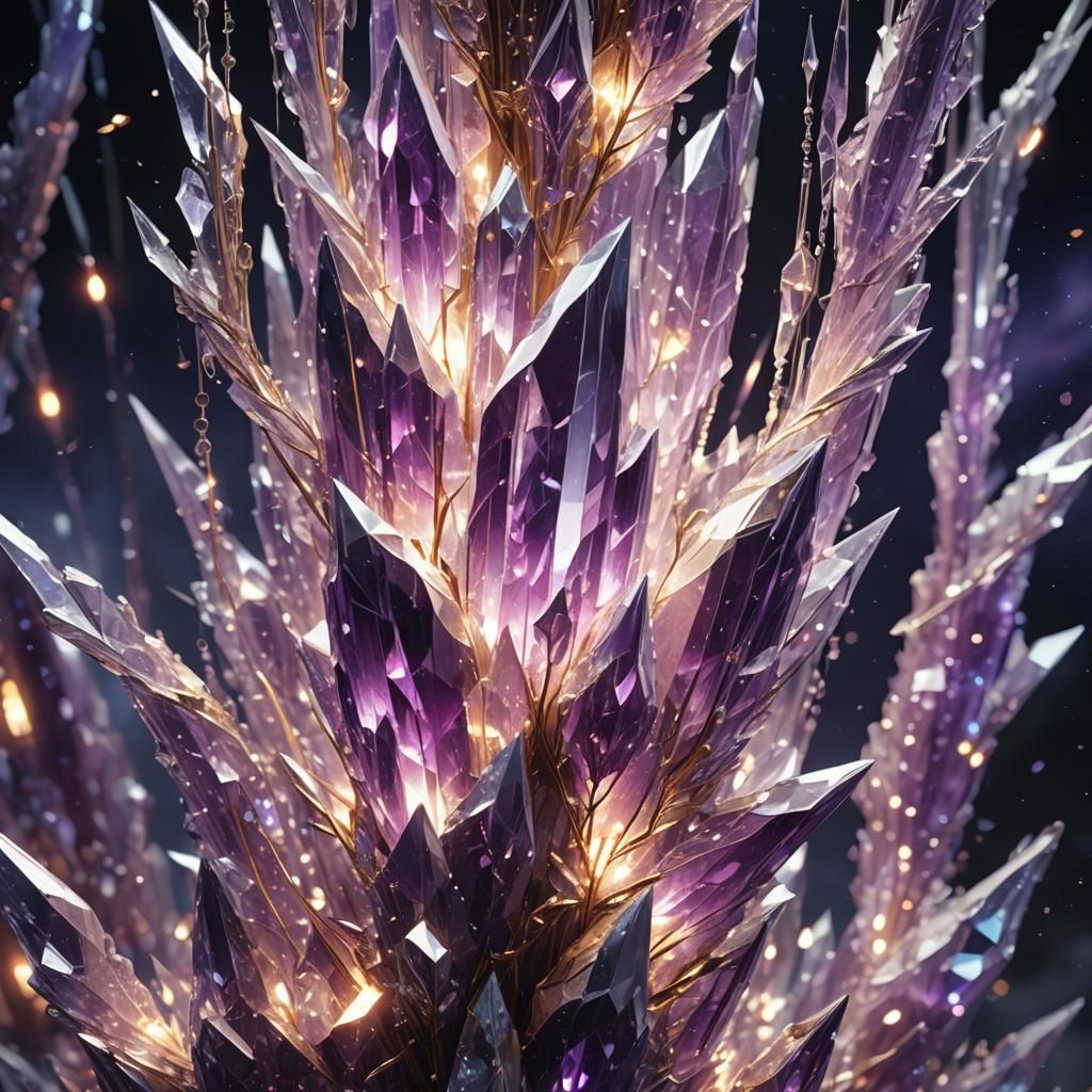 Crystalline Light Threads Ascending from Crystal: Fantasy Ar...