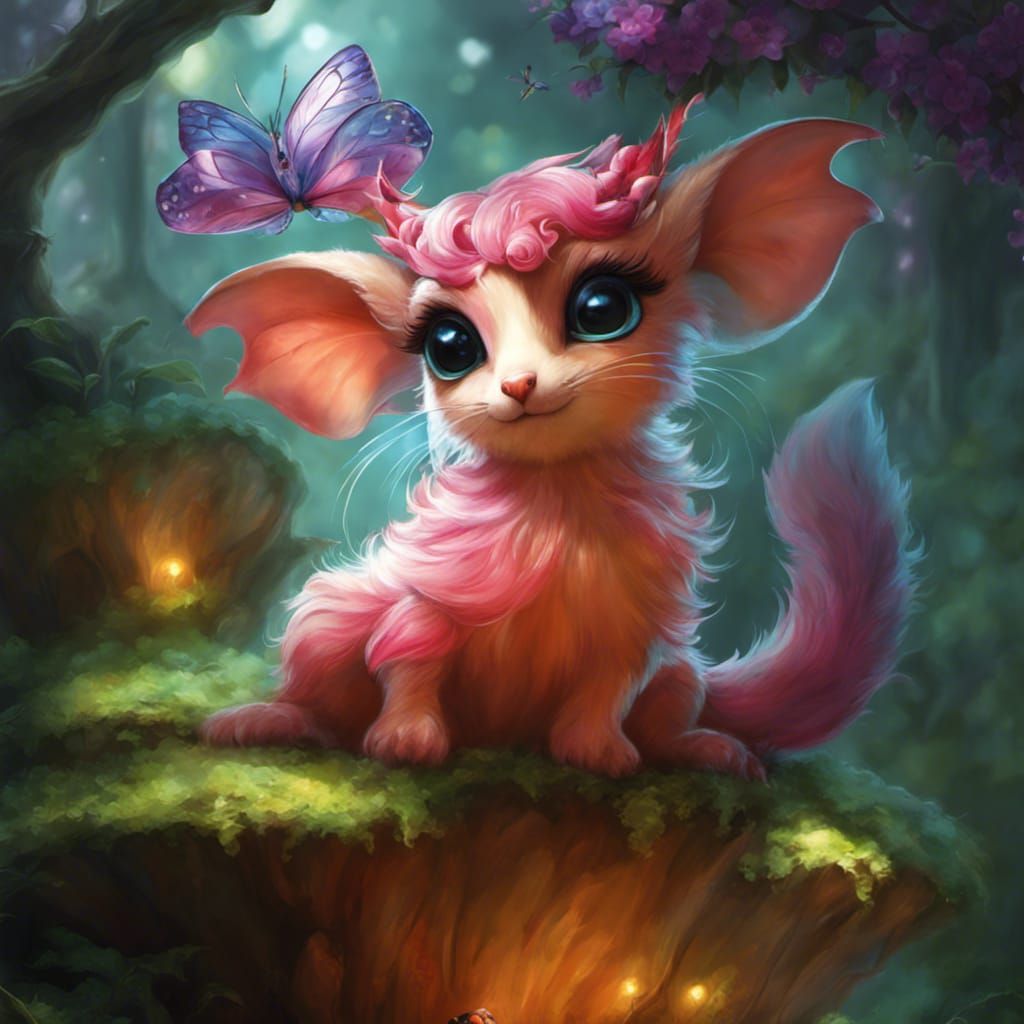 Intricate Fantasy Creature in Vibrant Landscape