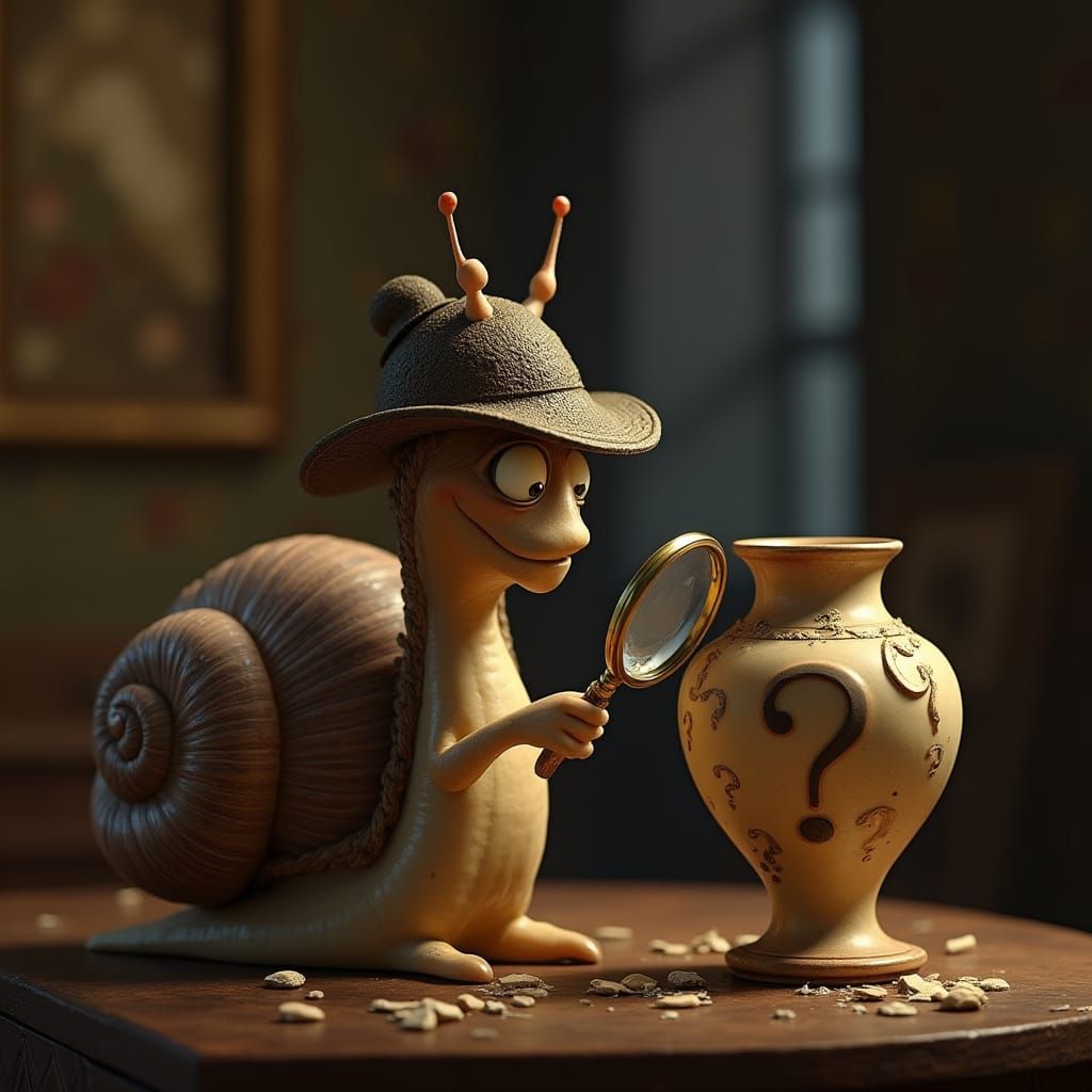 Snail Detective Investigates Crime Scene in Victorian Townho...