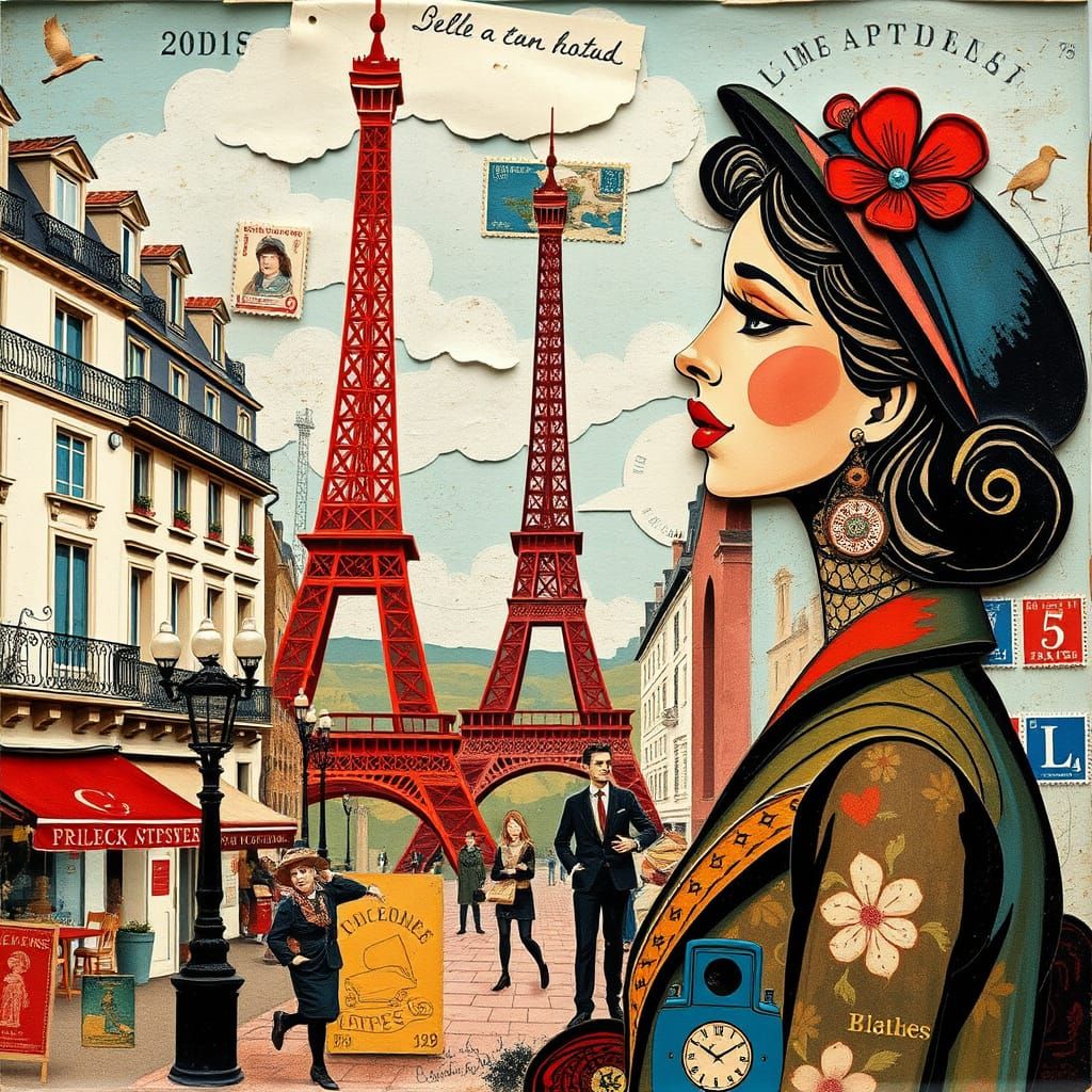 Parisian Woman Collage in Matisse Style