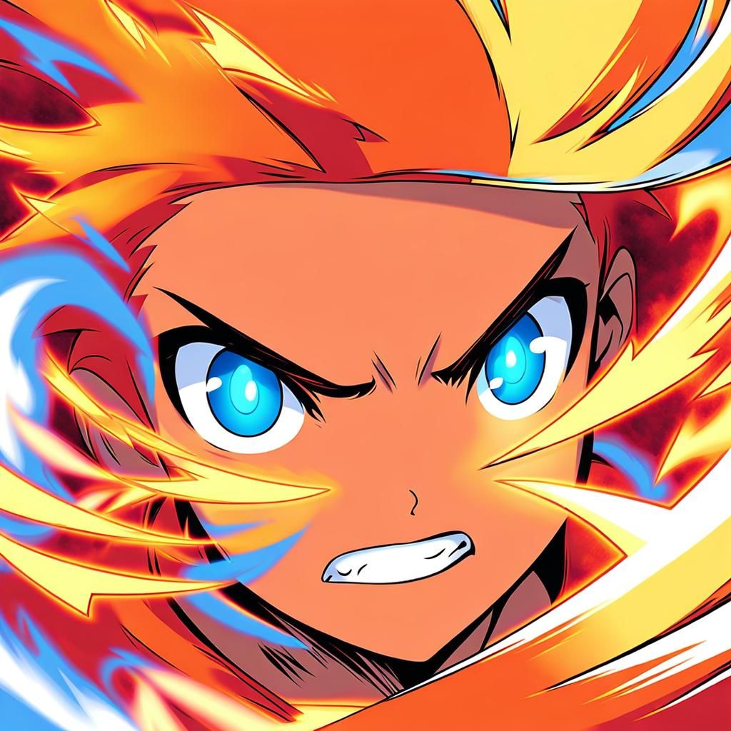 Super Saiyan Transformation in Comic Book Style