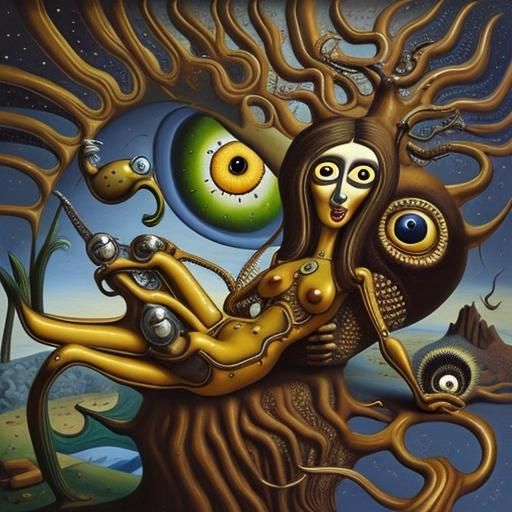 Surreal Melting Clocks in Dreamlike Landscape