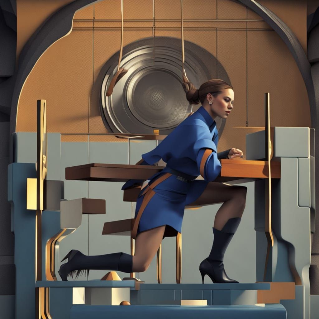 Cubist Composer in Vibrant Retro Barrio