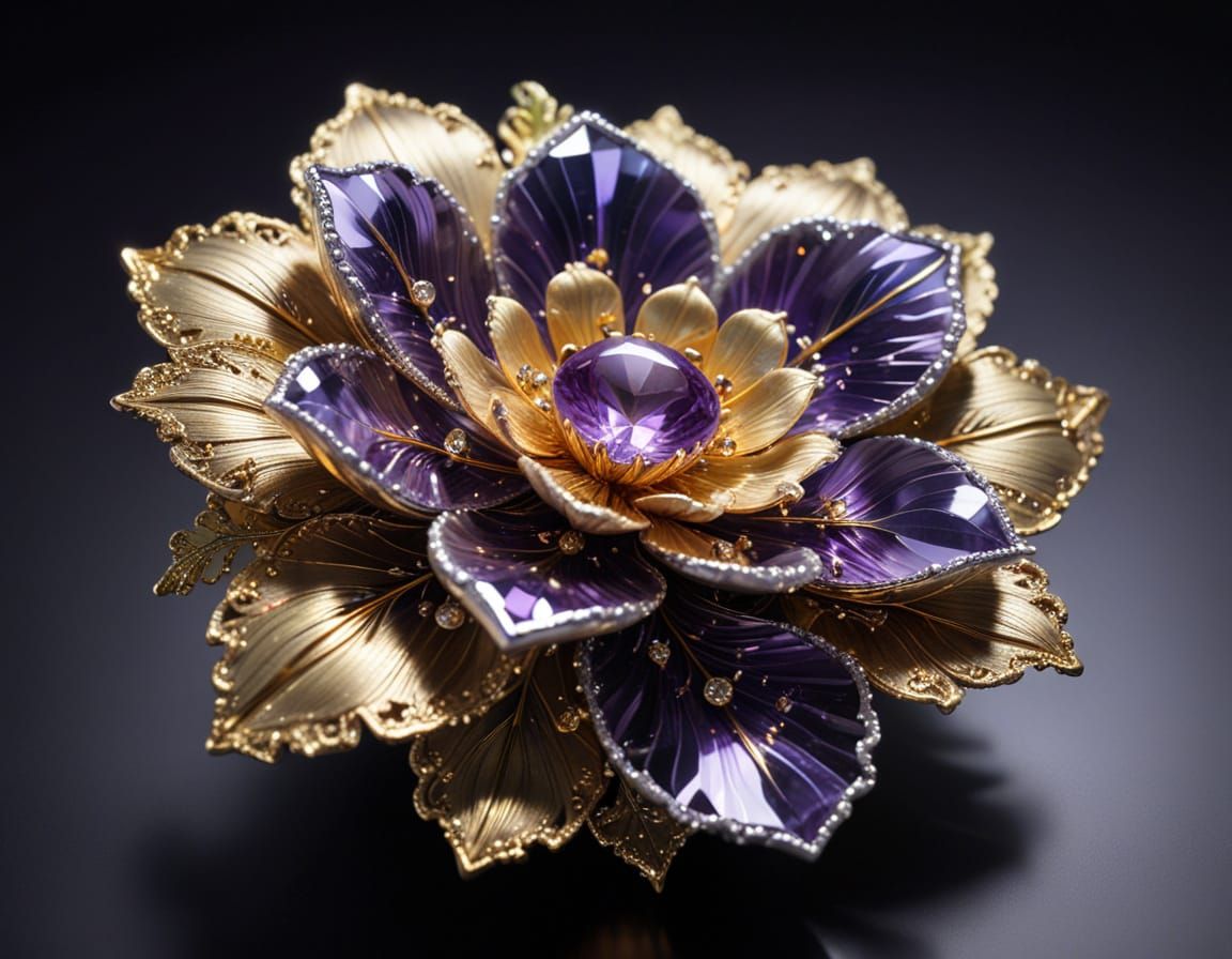 Gold and Silver Floral Silhouette in 3D Art Deco Style